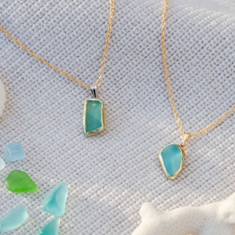 LIlly Sea glass Necklace(14金ゴールドフィルド)
